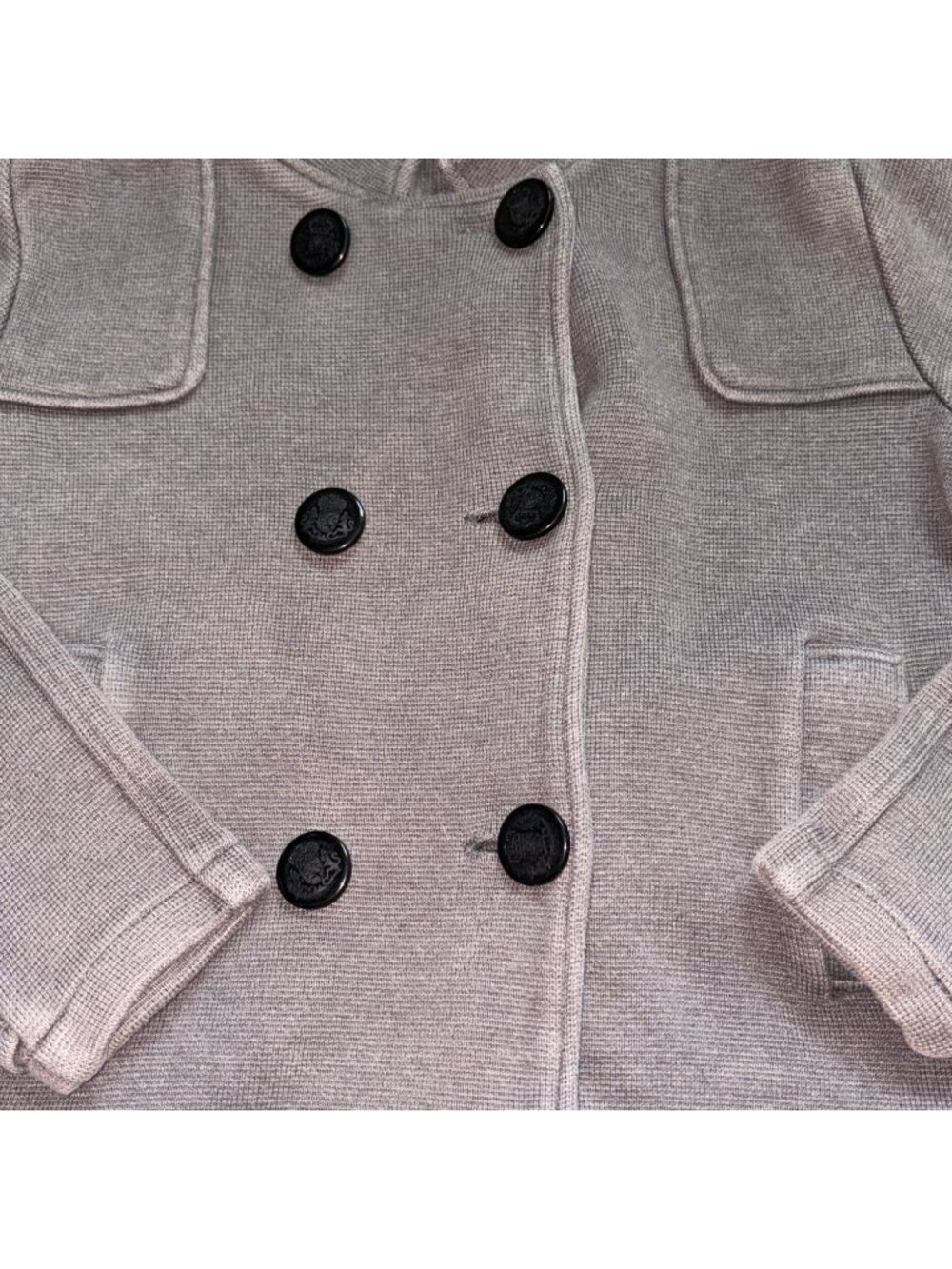 525 America Knit Sweatshirt Style Double Breasted Jacket-Gray-M-GUC - Picture 2 of 7